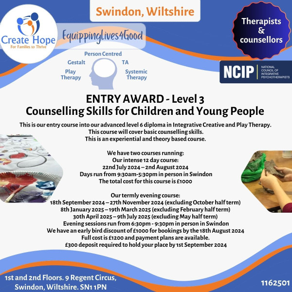 Level 3 entry award in counselling children and young people