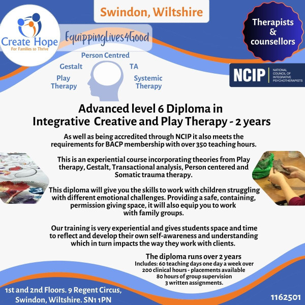 Advanced level 6 Diploma Creative and PLay therapy