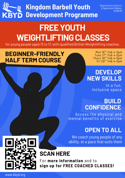 FREE, beginner-friendly, half term youth weightlifting course