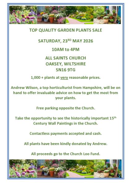 Top quality Garden Plants Sale - Saturday, 23rd May 2026 10am to 4pm.