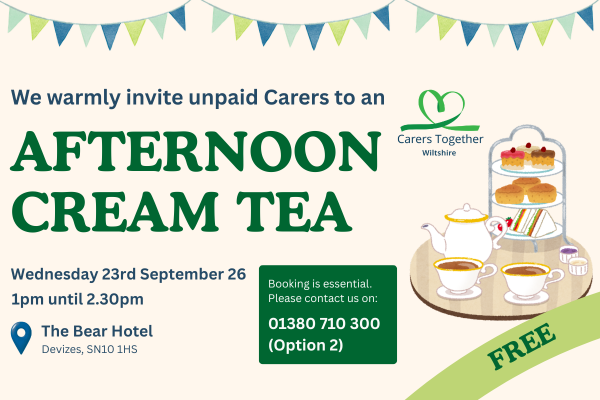 We warmly invite Unpaid Carers to an Afternoon Cream Tea