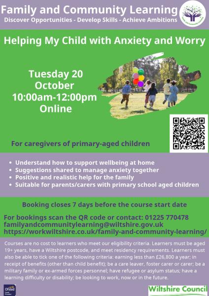 Helping My Child with Anxiety and Worry - Online Course