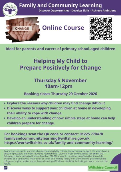 Helping My Child to Prepare Positively for Change - Online