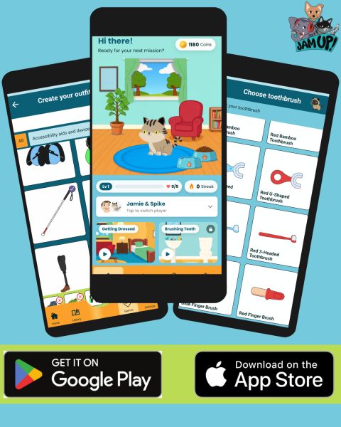 Jam Up! is an app to help SEND families with Getting Dressed and Tooth Cleaning